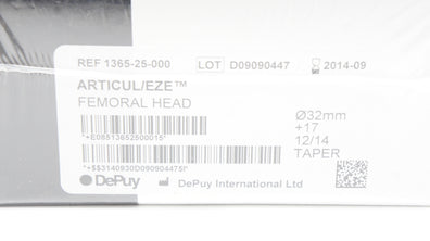 DePuy 1365-25-000 Articul/EZE Femoral Head 32mm +17 12/14 Taper (x)